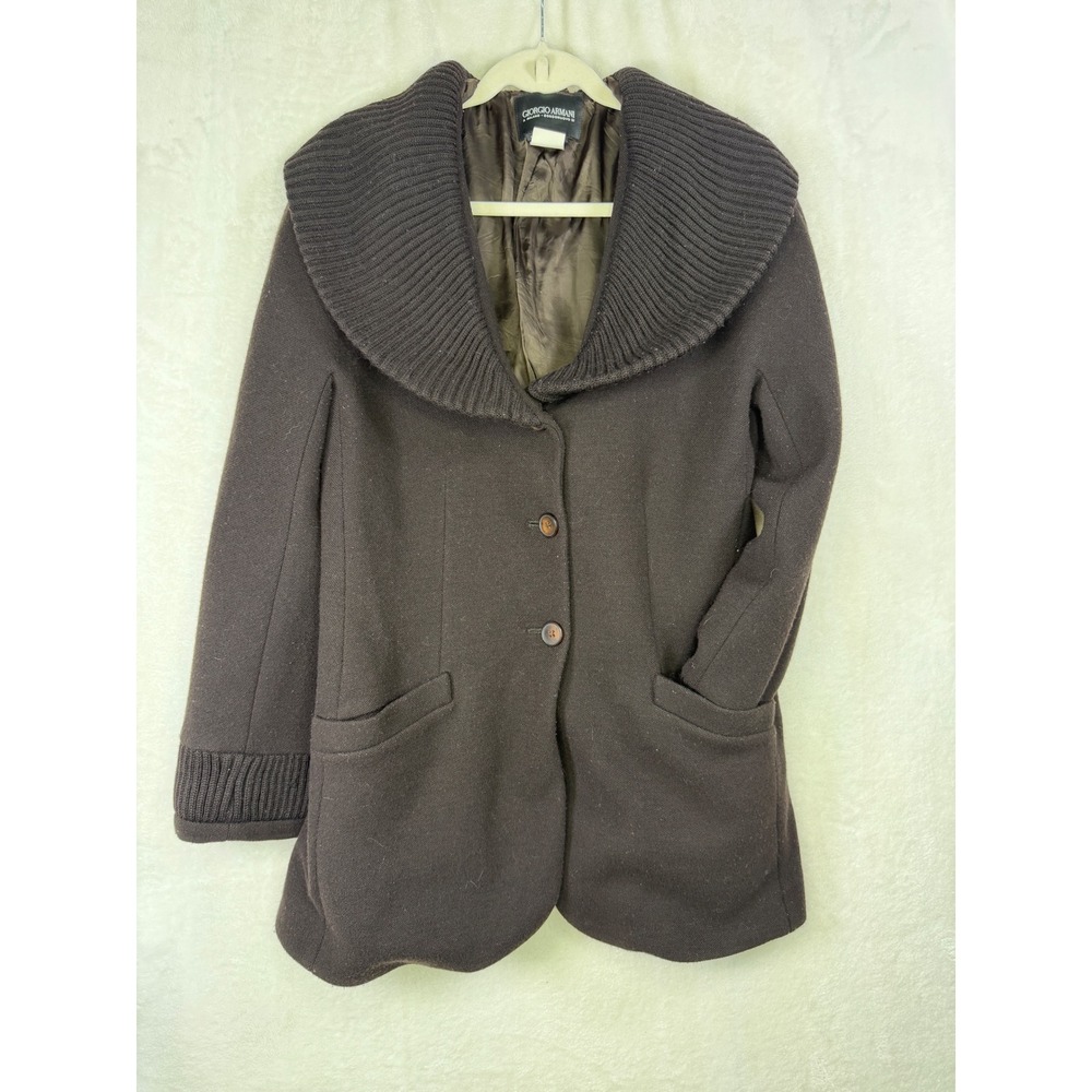 Vintage Giorgio Armani Milano Borgonuovo 21 Rib Shawl Collar Coat Jacket Women's